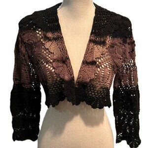 💕🆕 Handmade Tie-Dyed Crochet Shrug | French Brown & Black | 100% Cotton | USA